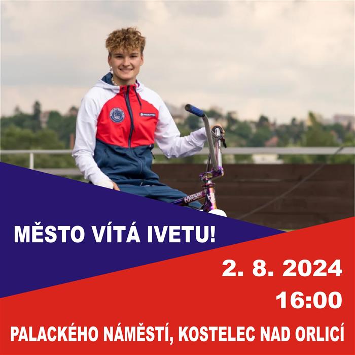 Přijďte s námi v pátek 2.8. v 16:00 na Palackého náměstí přivítat naši olympioničku Ivetu Miculyčovou